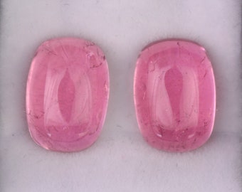 Beautiful Pink Tourmaline Match Pair from California, 16.74 tcw., 14x10 mm., Cushion Shape Cabochon