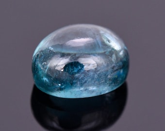 Pretty Blue Indicolite Tourmaline Gemstone from Brazil, 4.17 cts., 10x8 mm., Oval Shape Cabochon