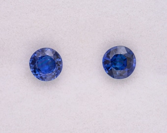 SALE! Gorgeous Blue Sapphire Gemstone Match Pair from Sri Lanka, 0.72 tcw., 4 mm., Rounds