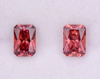 SALE! Lovely Rosy Pink Zircon Gemstone Match Pair from Tanzania, 2.54 tcw., 6.6x4.5 mm., Radiant Emerald Shape