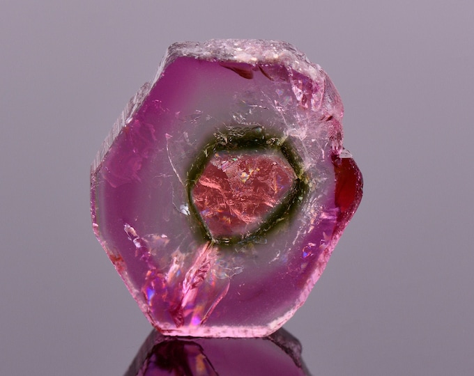 Beautiful Natural Tourmaline Slice from Brazil, 16.02 cts., 20x18 mm., Polished Crystal Slice