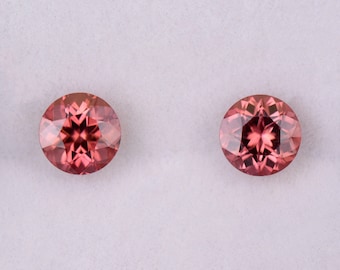 SALE! Stunning Peachy Pink Zircon Gemstone Match Pair from Tanzania, 2.00 tcw., 5 mm., Round Shape