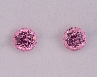 Beautiful Pink Spinel Gemstone Match Pair from Vietnam, 1.21 tcw., 5 mm., Round Shape