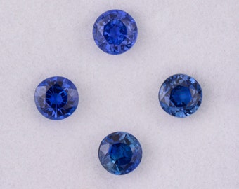 SALE! Excellent Blue Sapphire Gemstone Set from Sri Lanka, 1.51 tcw., 4 mm., Rounds