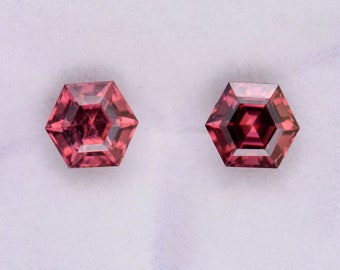 Pretty Pink Zircon Gemstone Match Pair from Tanzania, 3.00 tcw., 6 mm., Hexagon Shape