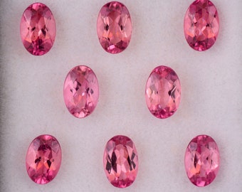 SALE! Gorgeous Hot Pink Tourmaline Gemstone Set from Brazil, 3.73 tcw., 6x4 mm., Oval Shape