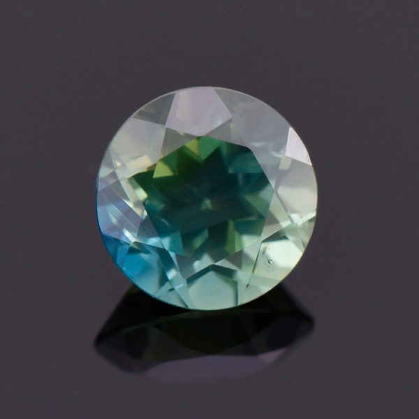 Excellent Tricolor Teal Sapphire Gemstone from Australia, 1.13 cts., 6 mm., Round Brilliant Cut