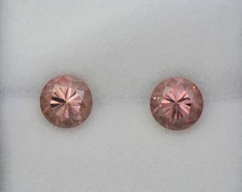 SALE! Gorgeous Pink Champagne Zircon Gemstone Match Pair from Tanzania 2.78 tcw.