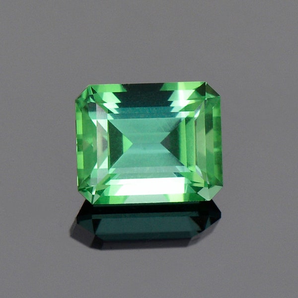 Exquisite Green Blue Tourmaline Gemstone from Namibia, 2.32 cts, 8.2 x 6.7 mm, Step Emerald Shape