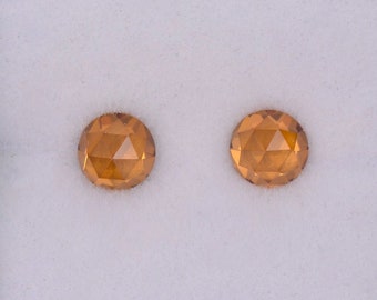 SALE! Gorgeous Bright Orange Zircon Gemstone Match Pair, 1.76 tcw., 5.0 mm., Dutch Rose Cut