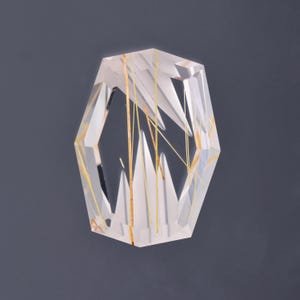 Quartz with Rutile Inclusions, 6.92 cts., 16.1x11.8 mm., Cushion Fantasy, Colorless, Yellow, Multi Color, Brazil