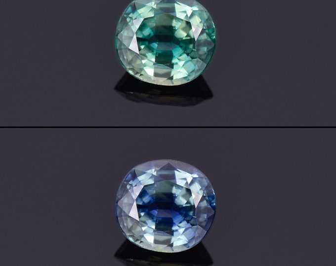 Exceptional Teal Blue Color Change Sapphire Gemstone, 0.85 cts., 5.7x5.3 mm., Oval Shape
