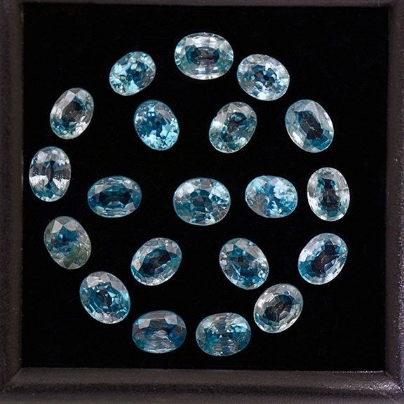 SALE! Stunning Electric Blue Zircon Gemstone Set from Cambodia 7.82 tcw.