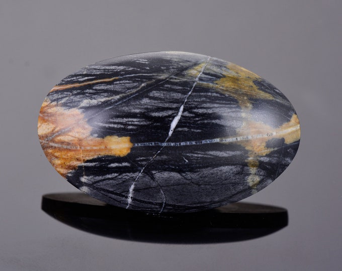 Interesting Brecciated Picasso Jasper from Utah, 81.68 cts., 47 x 29 mm., Oval Cabochon
