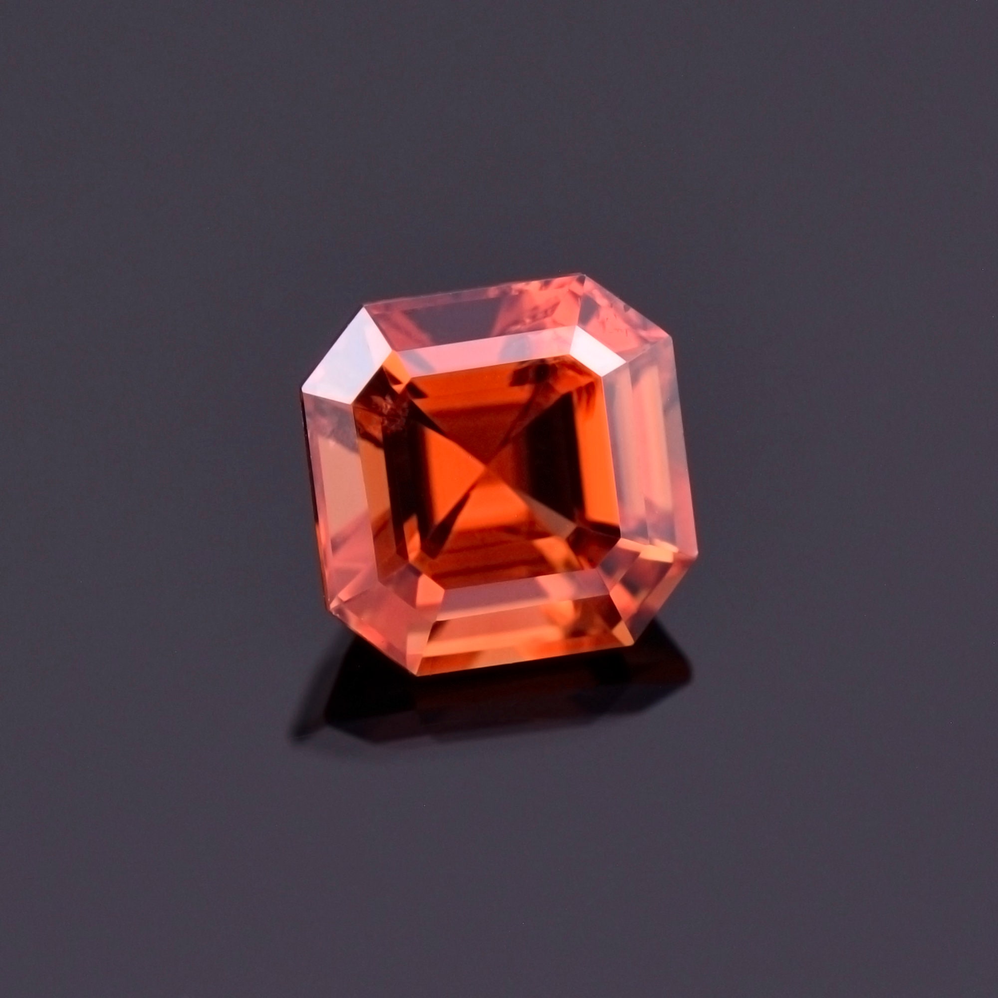 Fine Orange Zircon Gemstone from Tanzania, 2.05 cts., 6.5 mm., Asscher Cut