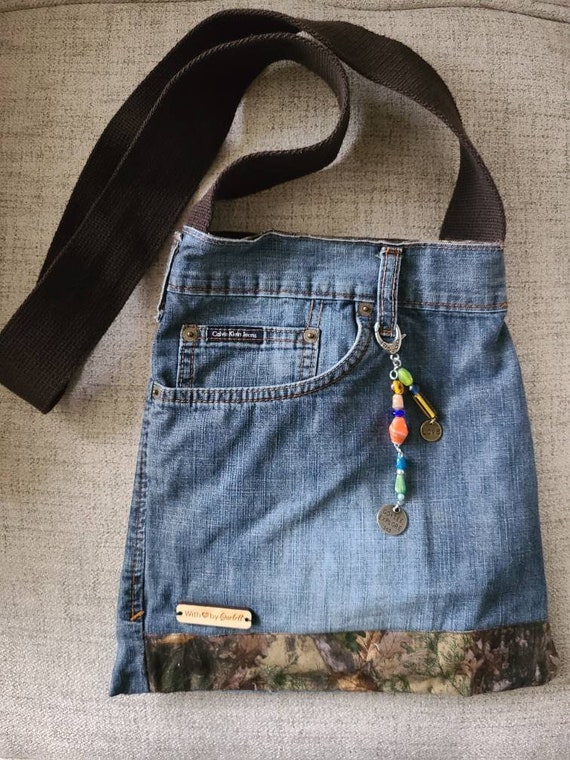 Upcycled Denim Crossbody Bag One of a Kind Handmade Purse Etsy