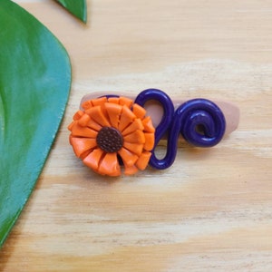 Orange Flower Hair Clip Barrette, Handmade Polymer Clay, Everyday Hair Accessories, Unique Handcrafted Hair clip, Gift for her
