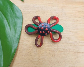 Earthy flower Hair Clip Barrette, Polymer Clay, Lightweight, Handmade One-of-a-Kind
