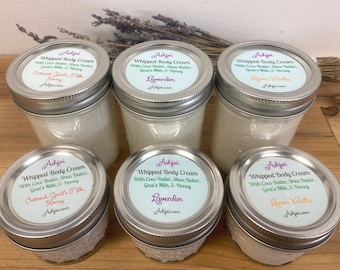 Whipped Body Cream with Coco Butter, Shea Butter, Goat's Milk, and Honey.