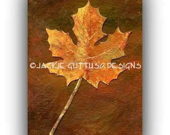 5 x 7" Maple leaf art, Giclee, Fall decor, Kitchen wall art, Acrylic leaf painting print, Autumn art, Nature, Botanical illustration