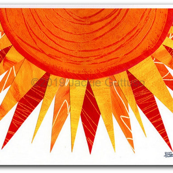 Sun art print, 8 x 10" Giclee, Collage art, Acrylic sun painting print, Bright colored nursery art, Colorful playroom