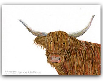 Highland cow wall art, 5 x 7"