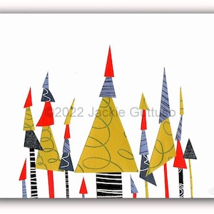Modern Christmas tree art print, Giclee, 8 x 10, Gift under 30, Whimsical Christmas, Acrylic painting print, Holiday decor, Collage art