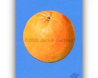 Impresión de pintura acrílica naranja, impresión artística giclée de 5 x 7 pulgadas, pintura de frutas, arte mural de frutas coloridas, arte de cocina, arte mural de comida brillante