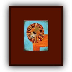 8 x 10" Acrylic lion painting print, Giclee, Lion collage wall art, Safari room decor, Jungle animal nursery art, Lion art print, Leo gift bild 6