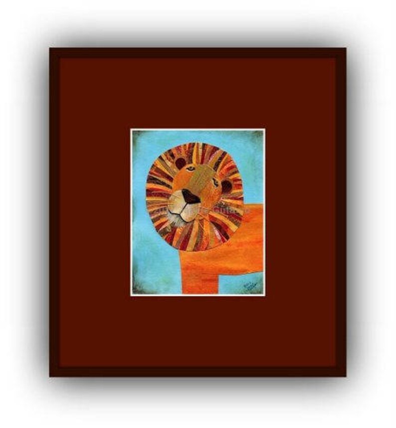8 x 10" Acrylic lion painting print, Giclee, Lion collage wall art, Safari room decor, Jungle animal nursery art, Lion art print, Leo gift bild 6