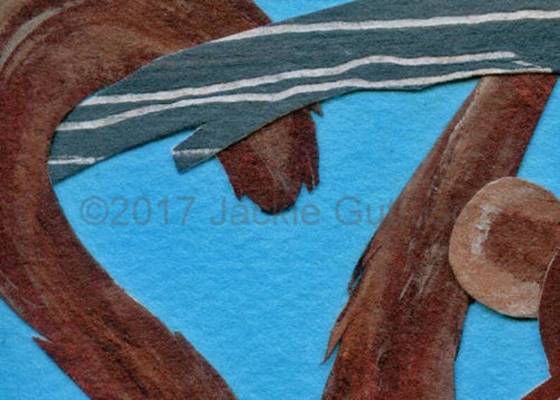 Acrylic monkey painting print 5 x 7 Giclee Jungle animal nursery decor Whimsical brown monkey Safari animal collage art Monkey collage