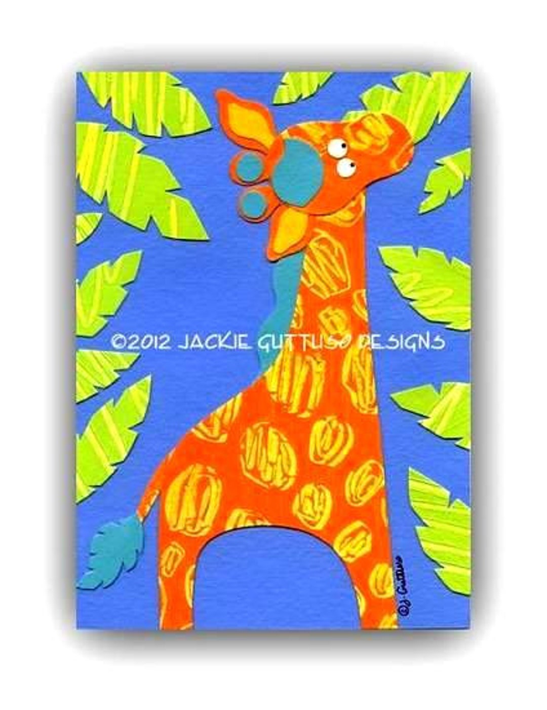 Giraffe art print Giclee 5 x 7 Jungle nursery art Etsy España