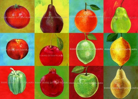 Acrylic green apple painting print, 8 x 10 Giclee, Granny smith apple art,  Wall decor, Kitchen art, Fruit painting, Apple gift - .de
