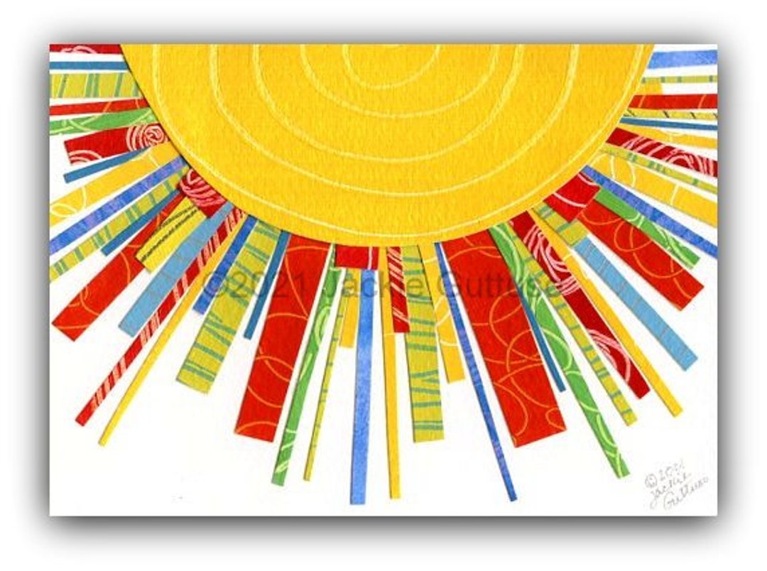 Sun Collage Print 5 X 7, Giclee, Colorful Sun Art, Acrylic Sun Painting ...