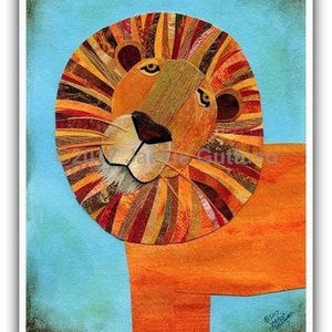 8 x 10" Acrylic lion painting print, Giclee, Lion collage wall art, Safari room decor, Jungle animal nursery art, Lion art print, Leo gift bild 1