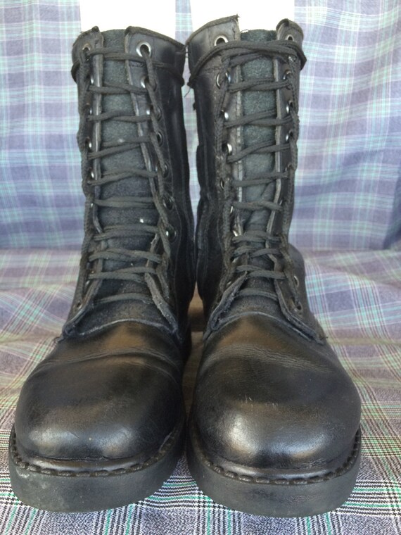 kids black combat boots