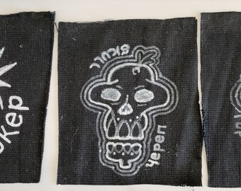 Oi!/Punk/Skinhead Hand Drawn Patches with Russian Writing 3-4" Price is for one patch only.