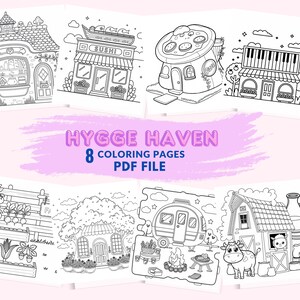 Pagine da colorare di Kawii Hygge Haven per adulti / Libro da colorare digitale stampabile