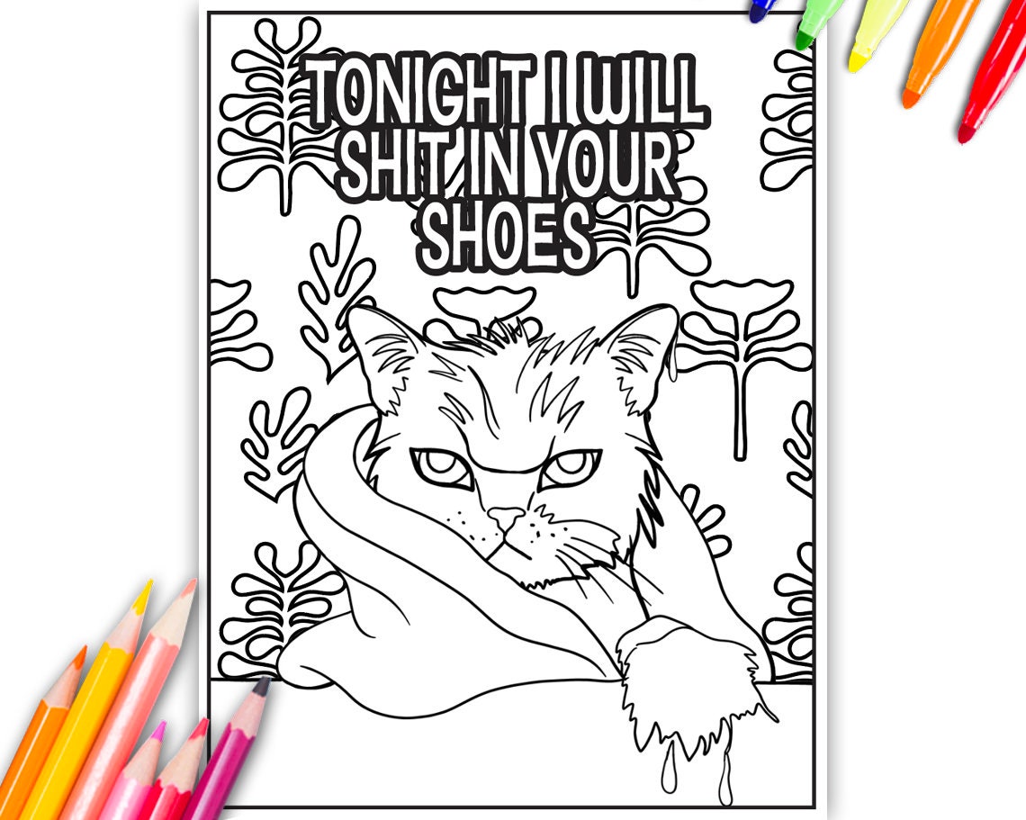 Swearing Cats Catitude Cat Coloring Book: Funny Cat Coloring Book for ...