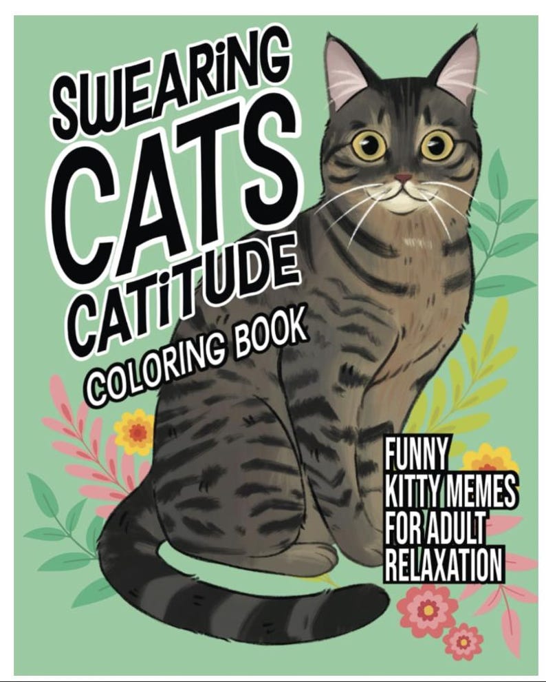 Swearing Cats Coloring Book: Funny Adult Stress-relief - Etsy