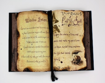 Witches Potion and Past Life Spell Halloween Decor Spell Book