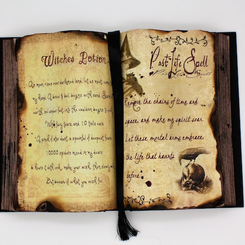 Witches Potion and Past Life Spell Halloween Decor Spell Book