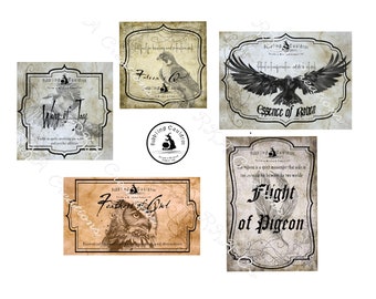 Witchy Bird Potion Labels
