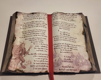 Twas the Night Before Krampus Art Book – Spooky Yuletide Decor - Krampus Haunted Storybook Display – Gothic Christmas Decor