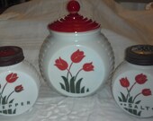 Vintage Fire-King Vitrock 3 piece range set.