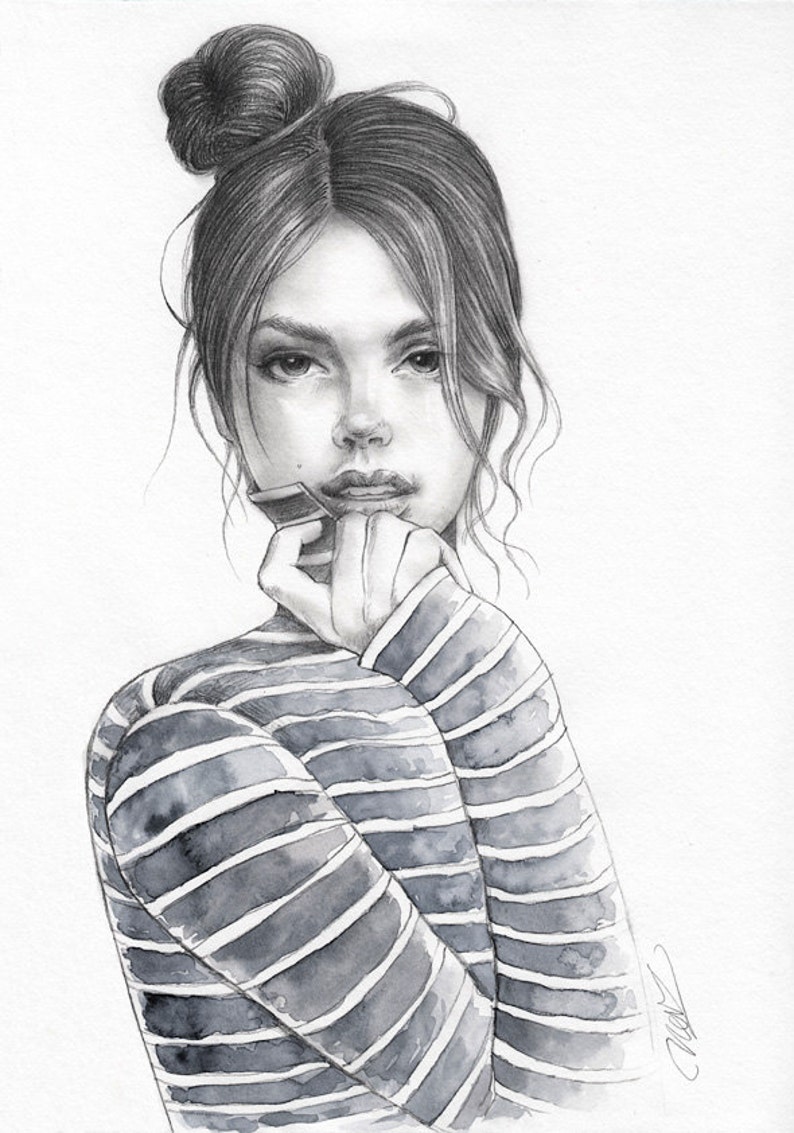 Original Pencil And Watercolor Fashion Illustration Unique Etsy