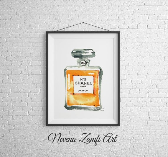 Chanel No 5 Perfume Watercolor Illustration Archival Art Print Etsy