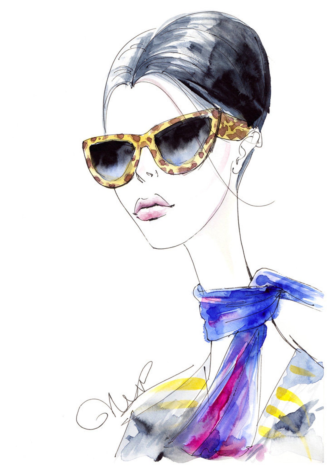 Fashion Sunglasses Illustration Archival Art Print Elegant - Etsy