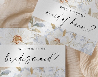 Will You Be My Bridesmaid Card | Floral Bridesmaid Proposal Cards | Maid of Honor Gift | Wedding Party Proposal Bridesmaid Gift