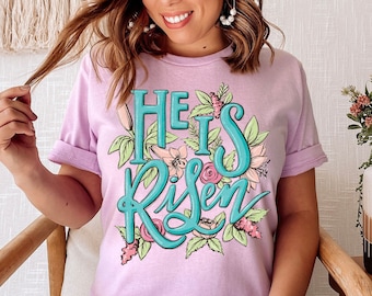 Ready to Press Easter Screen Print Transfer, Heat Transfer for T-Shirts, He is Risen Easter Shirt for Her Graphic Tee Transfers Christian